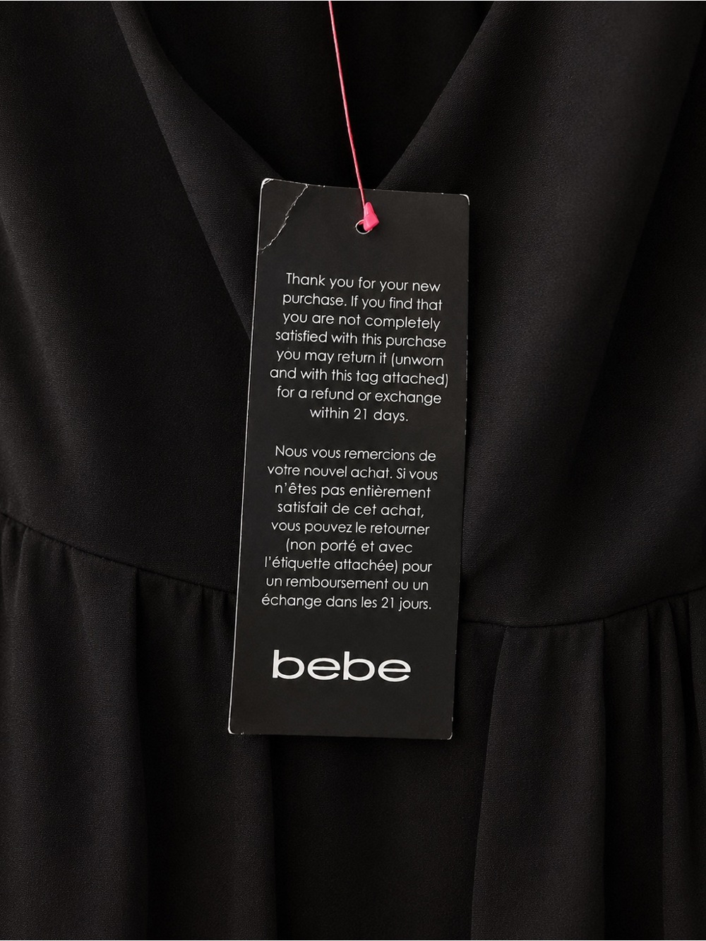 bebe Black Sleeveless V-Back Chiffon Mini Dress - Picture 4 of 5